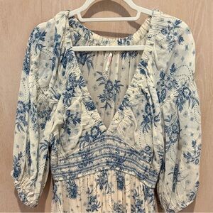 Floral Blue and White Dress